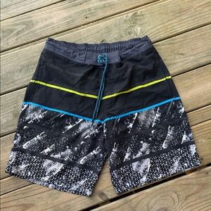George Size Medium Swim Trunks Board Shorts Striped Drawstring